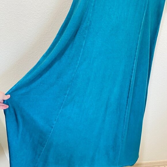 Soft Surroundings Gatsby Teal V-Neck Maxi Dress Lagenlook Artsy - Size Medium - Picture 5 of 9